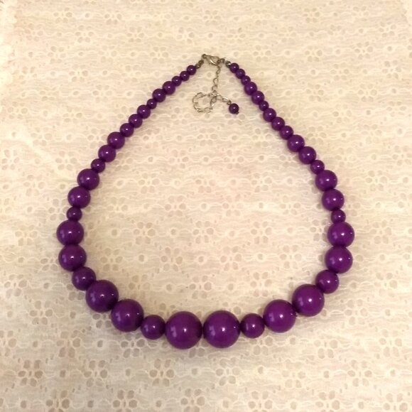Vintage NEW Purple Beads Necklace Timeless VTG Jewelry - Picture 5 of 6